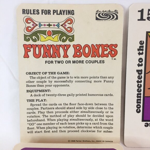 Funny Bones by Parker Brothers 1968 Card Game COMPLETE Made In Canada - Picture 6 of 11